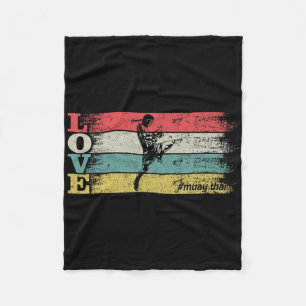 Vintage Retro Liebe Mma Kickboxen Muay Thai Silhou Fleecedecke