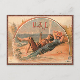 Vintage Retro Liebst Du & Ich Postkarte