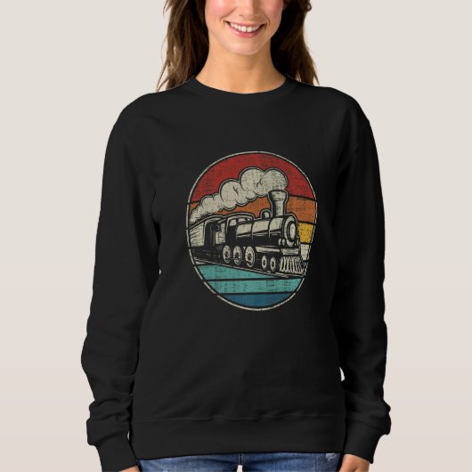 Vintage Retro Locomotive Old Model Train Railroad  Sweatshirt (Vorderseite)