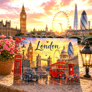 Vintage Retro London-Stadtlandschaft Urlaub Feiertagspostkarte