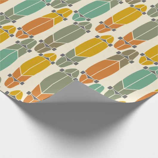 Vintage Retro-Longboards - Skateboards Gemustert Geschenkpapier (Ecke)