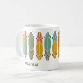 Vintage Retro-Longboards - Skateboards Personalisi Kaffeetasse (Vorderseite Links)