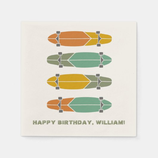 Vintage Retro-Longboards Skateboards Skateboard Serviette (Vorderseite)