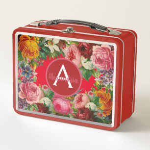 Vintage Retro-Lunch-Box - Antiquitätendose für Ros Metall Brotdose