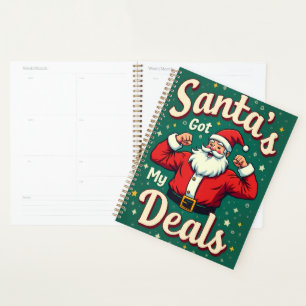 Vintage Retro Lustiger Santa Flexing Weihnachtsang Planer