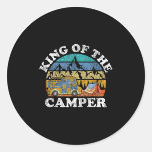 Vintage Retro Lustiges Camping T-Shirt König des C Runder Aufkleber