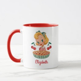 Vintage Retro Mädchen Kirschkuchen Tasse