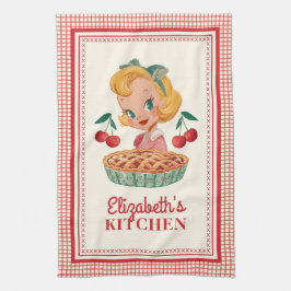 Vintage Retro Mädchen Rot Kariert Geschirrtuch