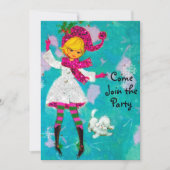 Vintage Retro mädchenhafte Weihnachtsgrüße Einladung (Vorderseite)