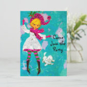 Vintage Retro mädchenhafte Weihnachtsgrüße Einladung (Stehend Vorderseite)