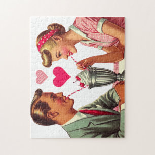 Vintage/Retro-Maltshop-Valentinstage aus den 1950e Puzzle