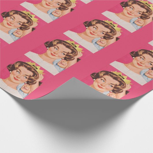 Vintage Retro Mama Krone Muttertag Geschenkpapier (Ecke)