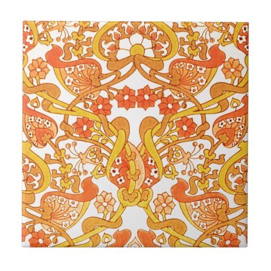 Vintage Retro-Mandarine der 60er Jahre Fliese (Vorderseite)