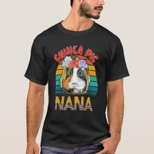 Vintage Retro Meerschweinchen Nana Leopard Blumen T-Shirt