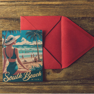 Vintage Retro Miami South Beach Art Postkarte