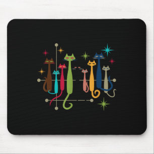Vintage Retro-Mid-Century-Modern-Look Katzen 50er Mousepad