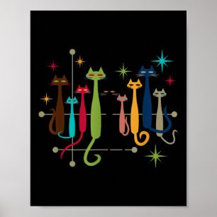 Vintage Retro-Mid-Century-Modern-Look Katzen 50er  Poster
