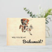 Vintage Retro Mid Century Moderne Bridesmaid Card Einladung (Stehend Vorderseite)