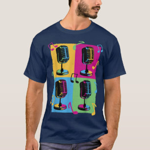 Vintage Retro Mikrophon - Pop Art Musikaufnahme T-Shirt