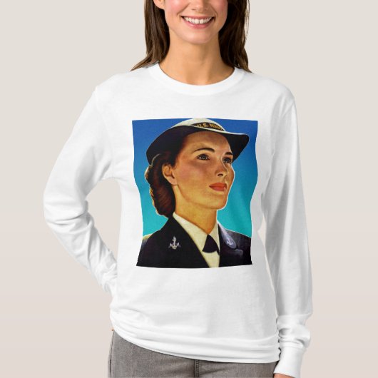 Vintage Retro Militärfrauen-Wellen-Marine T-Shirt (Vorderseite)