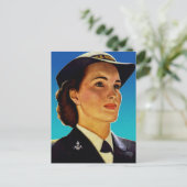 Vintage Retro Military Women WAVEs Navy Postkarte (Stehend Vorderseite)