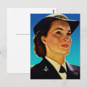 Vintage Retro Military Women WAVEs Navy Postkarte (Vorne/Hinten)