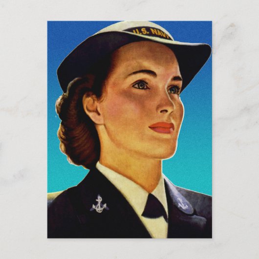 Vintage Retro Military Women WAVEs Navy Postkarte (Vorderseite)
