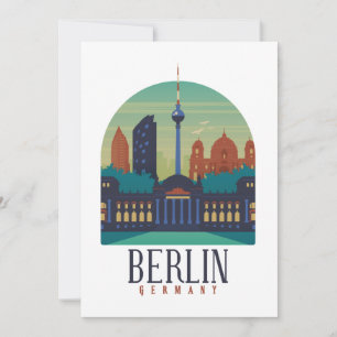Vintage Retro Minimal Berlin Deutschland Skyline Einladung