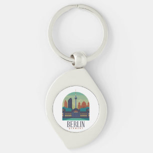 Vintage Retro Minimal Berlin Deutschland Skyline Schlüsselanhänger