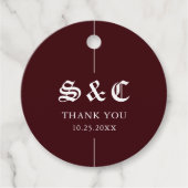 Vintage Retro Minimalist Burgundy Wedding Geschenkanhänger (Vorderseite)