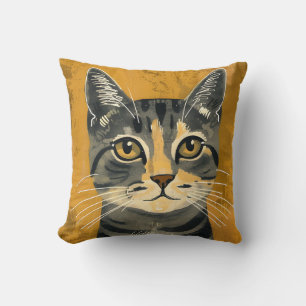 Vintage Retro minimalist Katzenporträt Kissen
