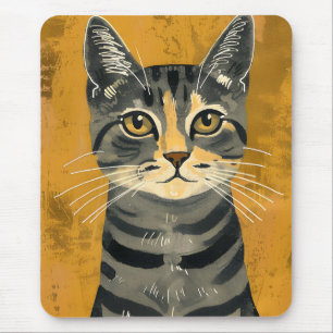Vintage Retro minimalist Katzenporträt Mousepad
