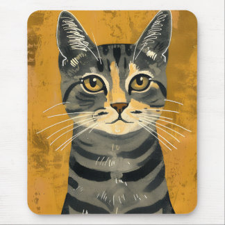 Vintage Retro minimalist Katzenporträt Mousepad