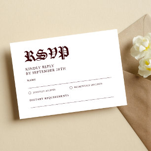 Vintage Retro Minimalistisch Burgunderrot Weiße Ho RSVP Karte
