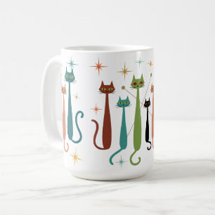 Vintage Retro-Mitteljahrhundert-Moderne-Optik Katz Kaffeetasse
