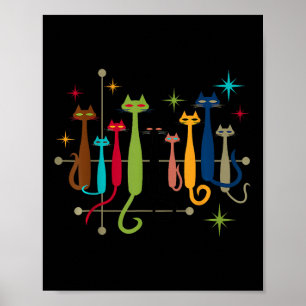 Vintage Retro-Mitteljahrhundert-Moderne-Optik Katz Poster