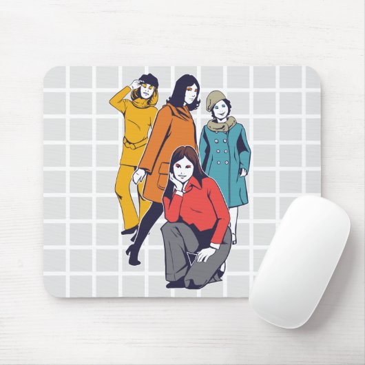 Vintage Retro Mode Mädchen Grid Mauspad (Mit Mouse)