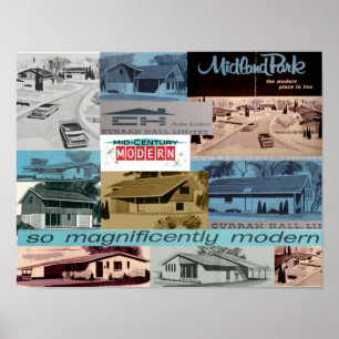 Vintage Retro Modern Houses Poster