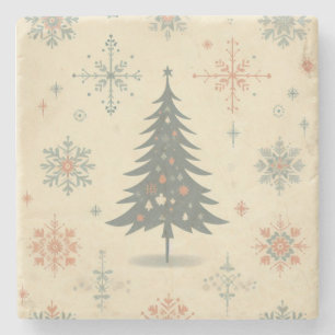 Vintage/Retro modernes Weihnachten/Winter Steinuntersetzer
