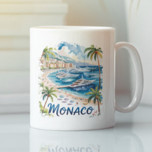 Vintage Retro Monaco Aquarell Französische Riviera Kaffeetasse
