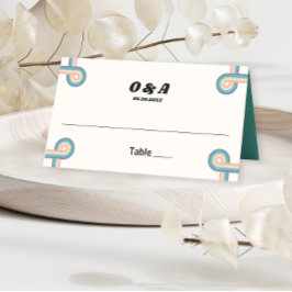 Vintage Retro Monogram Wedding Platzkarte