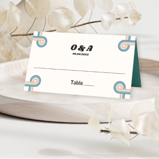 Vintage Retro Monogram Wedding Platzkarte