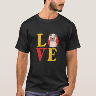 Vintage Retro Mops Hund Liebe Süß Lustig Hund T-Shirt