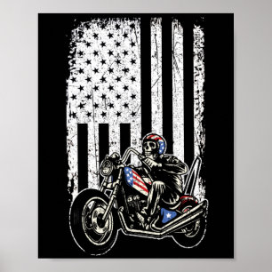 Vintage Retro Motorrad mit USA-Flagge detailliert Poster