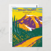 Vintage Retro Mount Rainier Nationalpark Postkarte (Vorne/Hinten)