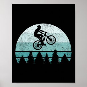 Vintage Retro Mountainbike Radfahren Blaues Sonnen Poster