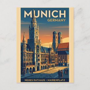 Vintage Retro München Deutschland Bayerische Kunst Postkarte