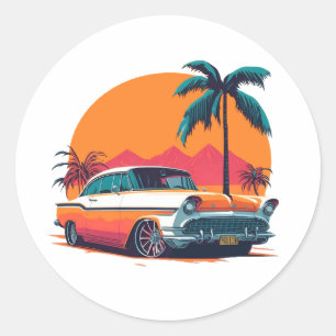 Vintage Retro Muscle Cars Cooler Sportwagen Klassi Runder Aufkleber