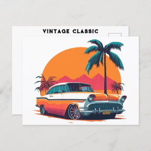 Vintage Retro Muskelwagen mit niedrigem Rider Cool Postkarte