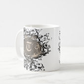 Vintage Retro-Muster Monogramm T Kaffeetasse (Vorderseite Links)